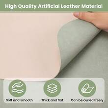 Gugxiom Juego de 6 Manteles Individuales y Posavasos de Piel sintética 13.38" x 16.7" Antideslizantes Impermeables Fáciles de Limpiar para Mesa de Comedor Verde Claro + Roto - Verdeclaroblancoroto - Ver 5