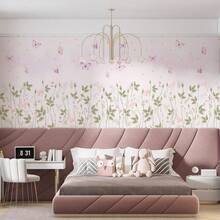 Papel De Parede Adesivo Floral Borboleta Rosa