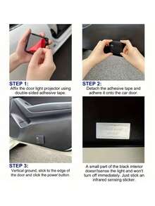 2个超亮LED车门投影灯 - 无线迎宾灯带迎宾踏板照明 - 免钻孔设计，安装简便（无需电池） - 通用型鬼影灯，适用于大多数轿车/SUV - 耐用ABS外壳 - 即插即用，可替换原厂灯 - 酷炫汽车配件，男士礼物 - 彩色 - 查看 7