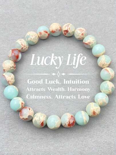 Marine Sedimentary Crystal Beaded Bracelet: 8mm Gemstone Crystal