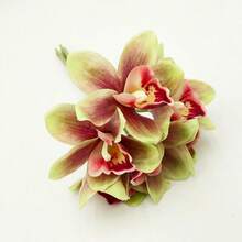 Artificial Orchid Faux Flower Bouquet Fake Flowers With Stems For DIY Bouquet Table Centerpieces Wedding Party Home Decor - xanh quân đội - Xem 3