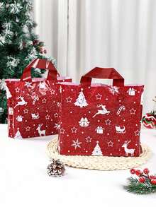 10/20 pièces Sacs cadeaux de Noël, motifs d'arbre de Noël rouge, de renne, d'étoile, de flocon de neige. Sacs cadeaux pour décoration de fête de Noël, fournitures d'emballage de cadeaux pour rassemblement familial de Noël, sacs en plastique pour shopping de Noël, sacs en plastique durables, fournitures d'emballage de cuisine de Noël, décoration du Nouvel An 2026, décorations de Noël, cadeaux de Noël, faveurs de fête