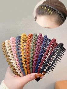 10/5 pièces Bandeaux antidérapants à dents, bandeaux en caoutchouc pour l'extérieur pour fixer les cheveux rebelles, se laver le visage, le maquillage. Accessoires capillaires décontractés pour femmes. Pinces à cheveux élégantes, barrettes à cheveux mode, pinces à cheveux élégantes - Multicolore - Voir 1