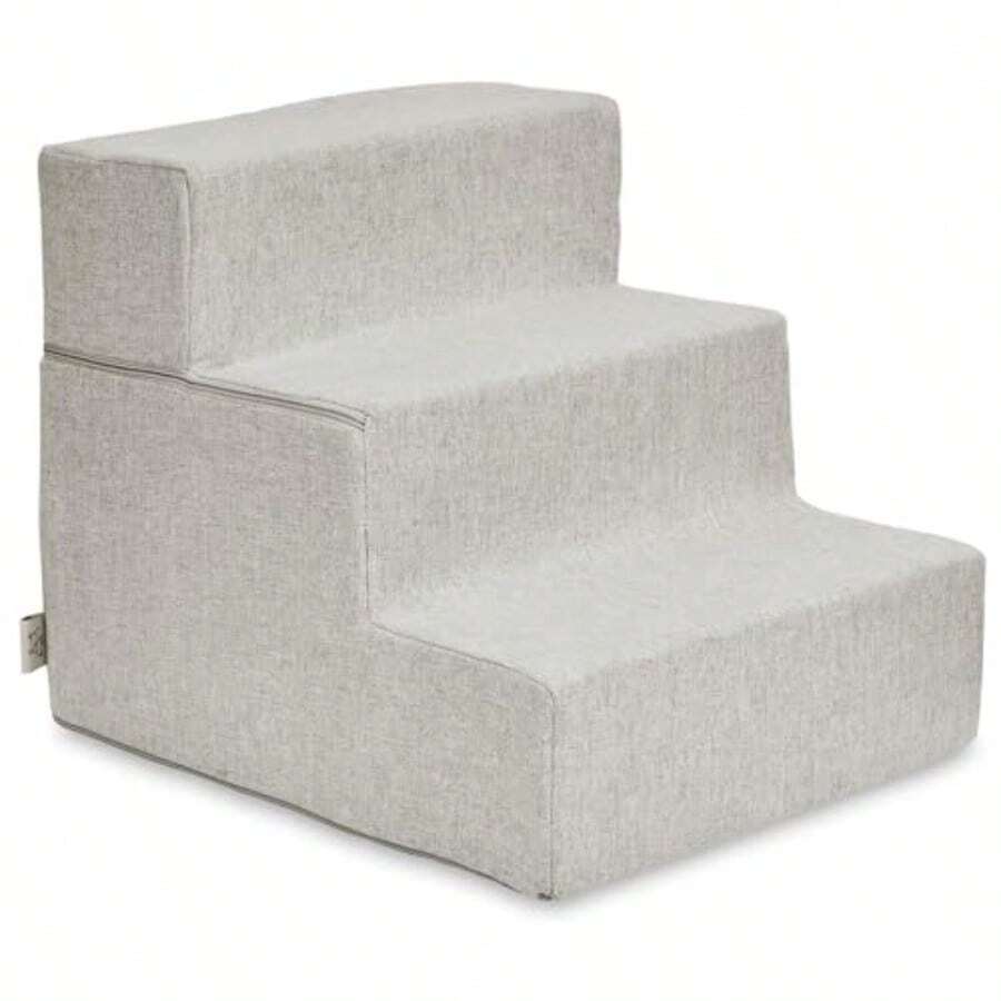 ASBest Pet Supplies Escaleras portatiles Plegables de Espuma para Mascotas para sofa Cama Alta Arena Plegable de 3 escalones H: 16.5 - Arena - Ver 1