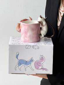 1个手工3D暹罗猫陶瓷杯，陶瓷材质，可爱情侣款马克杯，创意独特，可用于早餐/茶/咖啡，是完美的生日和节日礼物，适合居家使用，趣味十足，送给他的绝佳礼物 - 彩色 - 查看 16