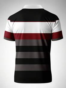 Plus Size Men's Business Casual Simple Short Sleeve Polo Shirt - Multicolor - View 3