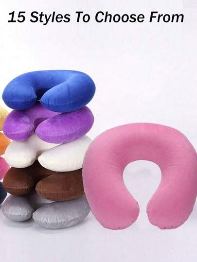 旅行枕颈枕飞机枕汽车家用办公旅行颈枕飞行枕按扣软套，U型便携式颈枕学生成人枕垫，支撑颈部并保护颈椎，适合学习或乘车、办公或其他旅行场合（充气式）。不含枕芯，介意者请勿下单。