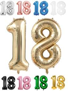 40 Inch Large 18th Birthday Number Balloon Candy Color 21st Birthday Number Balloon 1 Free Accessory 18th Birthday, 21st Birthday Party Decoration Scene Arrangement 18th 21st Photo Props - 18th Birthday - View 2