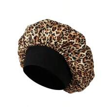 1Pc Silk Bonnet, Satin Bonnet Elastic Band Silk Sleep Cap Soft Adjustable Hair Cap Hair Wrap For Women Sleeping,Leopard Print Shower Cap Suitable For Curly Hair, Beauty, Hotel Sports, Household Necessities, Towel, Skin Care, All-Season Universal Shower Cap - Multicolor - View 13