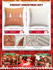 2pcs Christmas Linen Blend Breathable Cushion Covers, Santa Claus, Christmas Numbers, Reindeer, Snowman, Snowflake, Christmas Decor, Merry Christmas Gifts, Hypoallergenic Polyester Material, Hidden Zipper, No Filling, Suitable For Home Decor, Living Room, Throw Pillow Cases, Pillow Covers, Cushions, Cushion Covers, Sofa Decorative Pillows, Decorative Sofa Pads, Home Decor, Soft Pads - Multicolor - View 6