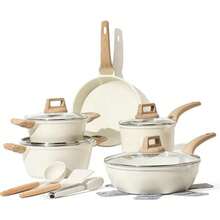 Granite Non Stick Cookware Set - Suitable For Induction Cookers, With A Coating Of Vermiculite, Free Of PFOA, Including Milk Pots, Frying Pans, Soup Pots, Frying Pans, And Flat Bottomed Pans. Suitable For All Stoves (Induction Cookers), Heavy-Duty Base, With Cover And Cutlery, Suitable For Large Families/Kitchens