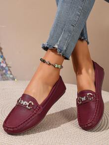 Spring New Women's Butterfly Loafers, Soft Leather English Penny Loafers Slip-On Flat Shoes - Hot Pink - View 3