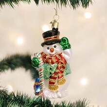Old World Christmas - Adorno colgante patriótico de muñ de Nieve, hecho a mano con técnicas tradicionales, Vidrio, Navidad(Muñeco de nieve de bastón de caramelo) - Multicolor - Ver 2