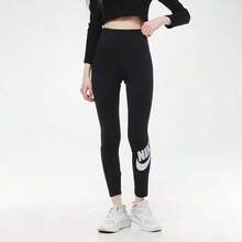 Nike Sportswear Logo印花圖案高腰瑜珈 健身運動褲LY 女款CZ8529-010 - 黑色 - 查看 2