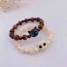 2pcs/Set Cute Cat Beaded Bracelet, Bohemian Style Casual Couple Bracelet, Unique Design Gift For Friends - Bracelets - View 9