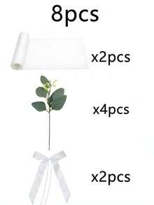 Conjunto de decoração para cadeiras de casamento 24/8 peças, tule de tecido transparente de chiffon e flores artificiais decorativas com laço de fita branca, decorações para festas de casamento, decorações elegantes para corredores de casamento, cerimônias, decorações para bancos de igreja, decorações para cadeiras, decorações para festas, decorações para casa, decorações para festas, Natal, artigos para festas de Ação de Graças