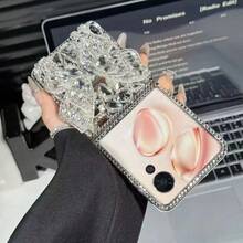 New Luxury Rhinestone Butterfly Tassel Folding Phone Case, Suitable For Samsung Galaxy Z Flip3 5G/Galaxy Z Flip 4 5G/Galaxy Z Flip 5 5G/Galaxy Z Flip 6 5G/Galaxy Z Flip 7 5G, High-End Fashion Foldable Phone Case - Multicolor - View 3