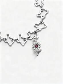 1pc Minimalist & Unique 925 Sterling Silver Heart & Daisy Leaf Pendant, DIY Jewelry, Exquisite Christmas Gift For Men & Women - Style 8 - View 3
