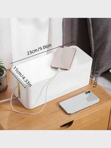 Multi-Functional Nordic Style Plastic Cable Management Box, Desktop Organizer, Suitable For Cable Management And Storage, Large Capacity, Can Hide Small Items, Dust-Proof And Insulated, Suitable For Office Desk, TV, Computer, USB Hub And Sockets, Space-Saving Home Organization Solution