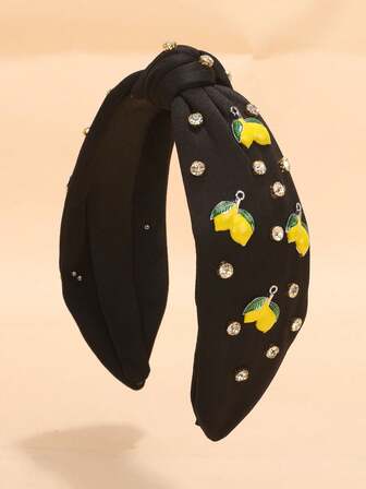 1件装女士柠檬结发箍，防滑顶部发饰，柠檬水果夏季发饰