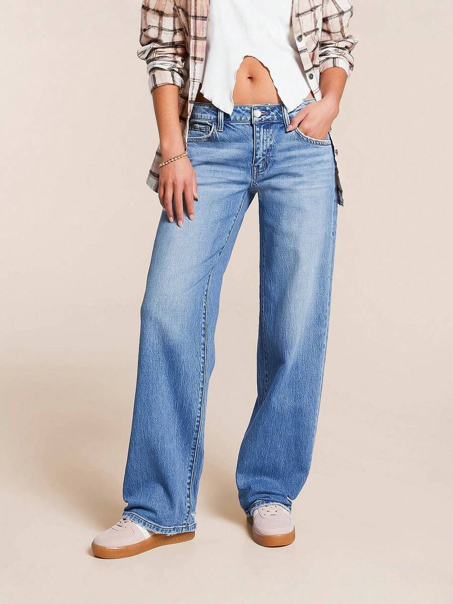 New Women's Washed Wide-Leg Jeans - Casual And Versatile Low-Rise Straight Leg Jeans