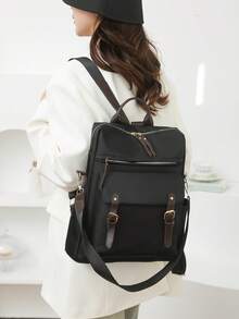 防盗尼龙双肩包，女士钱包，多功能时尚日常包，轻便旅行包，多口袋设计，大容量简约双肩包，便捷双肩包，适合学生、护士、教师、商务人士、旅行、通勤、购物、办公、约会、徒步、训练、工作等各种场合，生日礼物、节日礼物，背包 - 彩色 - 查看 5