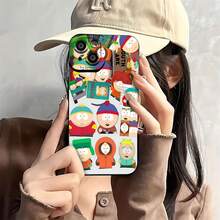 Estuche para teléfono con dibujos animados de personajes de South Park Compatible con estuches para teléfonos   17  16 Pro Max  15 Pro Max  13 y  12 Hecho de material de TPU que brinda protección contra golpes y caídas Un gran regalo para familiares, amigos, seres queridos, novios, novias y para Navidad - Negro - Ver 1
