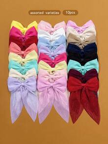 10pcs Random Color Bowknot Hair Clips, Sweet Style Hair Accessories For Girls, Suitable For Daily Use - Multicolor - View 7