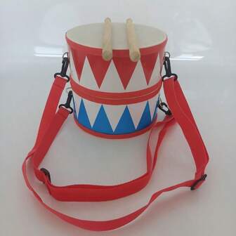 1 pieza Juego de batería de percusión con correa ajustable, 2 baquetas, tambor militar de doble cara, instrumento de tambor para niños, tambor de aplauso manual, ayuda didáctica para jardín de infantes, instrumento de percusión Orff, experiencia sensorial musical - regalo perfecto