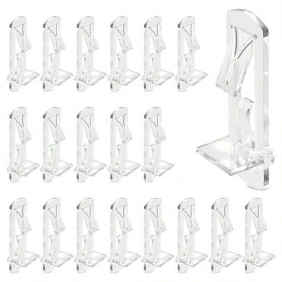 20Pcs Plastic Locking Shelf Pins, 5mm Locking Shelf Peg, Clear Shelf Bracket Cabinet Furniture Book Shelves, 5mm Peg /8" Thick Shelves