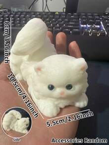1/8个可爱硅胶仿真猫咪，粘性减压玩具，可爱小饰品，软萌捏捏乐玩具，可注入泡泡，便携旅行手指捏捏乐玩具，柔软可爱 - 彩色 - 查看 33