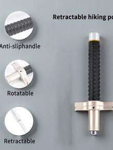 32Inch Retractable Stainless Steel Trekking Poles, Non-Slip For Complex Outdoor Scenes, More ConvenientStorage Telescopic Multifunctional Trekking Pole Collapsible Poles Outdoor Trip Survival Hiking Stick - 銀色 - 查看 9