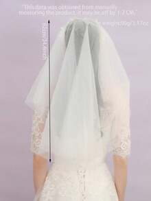 1pc Elegant White Lace Flower Headband, Romantic Bridal Veil Headpiece For Women - White - View 4