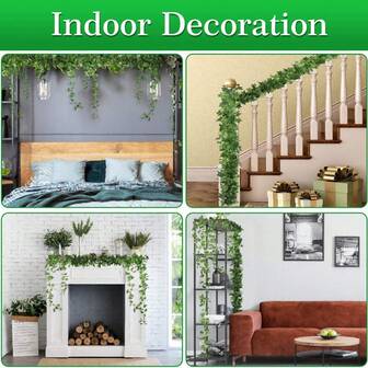 5件装仿真常春藤垂挂藤蔓 - 节日圣诞节家居花园装饰，人造绿植花环 - 卧室花园派对节日装饰