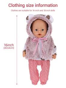 时尚卡通熊图案儿童娃娃服装套装，适合16-18英寸重生娃娃，熊背心+粉色裤子，毛绒娃娃服装套装，可作为礼物送给孩子和朋友，满足各种搭配需求。 - 彩色 - 查看 6