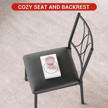 Juego de mesa de cocina de 4 piezas con sillas tapizadas, juego de comedor compacto para 4 personas, mesas de comedor que ahorran espacio para apartamentos pequeños y desayunadores, superficie impermeable, marrón rústico - Marrón - Ver 4