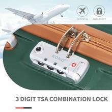 20 24 28 32 Inch Suitcase ABS PC Hard Shell Luggage Carry On Cabin Check In XL Extra Large Lightweight Spinner Wheels TSA Lock 3 Piece Set Travel - Dark Green - View 7