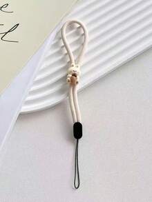 1pc Adjustable Nylon Lanyard With Beige Bear & Rabbit Charms, For Phone, USB, Keys