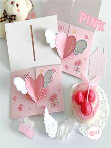 2/5/10pcs 3D Pop-Up Love Greeting Cards With Envelopes, Romantic Retro Design, For Wedding, Anniversary, Valentine'S Day, Couples & Loved Ones - Multicolor - View 10