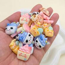 10/20/30个可爱卡通动物和冰淇淋造型树脂配件，背面平整，无孔，装饰工艺品，猫、狗、猪、熊、熊猫、冰淇淋，DIY材料，打造您专属的独特设计