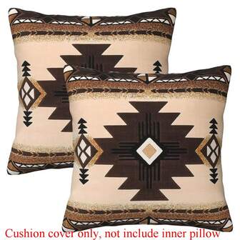2pcs 18"X18" Western Elements Southwest Pillow Covers, Brown Pillow Shams For Outdoor Decor, Sofa Bed Couch Cushion Covers, Single-Sided Print, No Pillow Insert