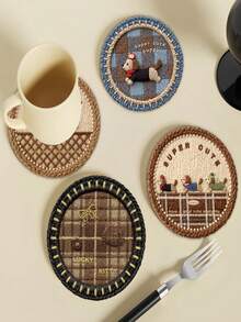 1 miếng lót cốc dệt thủ công kiểu INS hoạt hình dễ thương - Thảm chịu nhiệt 3D, thấm hút nhanh khô, chống trơn trượt, đa năng dùng cho mặt bàn, lót nồi và đạo cụ chụp ảnh, thích hợp cho nhà bếp, phòng ăn, văn phòng, trang trí món ăn, chống bỏng cho cốc/bát/đĩa. - Nhiều màu - Xem 4