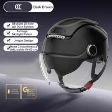 BIBEE Electric Motorcycle Helmet Summer Breathable Electric Bike Open Face Helmet Men Women Dual Lenses Jet Scooter Half Helmets - 深棕色 1.0 - 查看 13