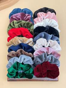 10/5/3pcs Women Velvet Scrunchies, High Elasticity Hair Ties, Minimalist Style, Women Hair Accessories, Suitable For Casual Daily Use, Women Accessories ,Scrunchy Hair Ties Head Accessories Ponytail Holder Hair Rubber Bands - Multicolor - View 6