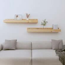 Estantes de pared vidaXL, 2 piezas, 80x12x9 cm, madera maciza de pino. - Multicolor - Ver 1