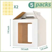 Cajas para tartas de 14 x 14 x 14 pulgadas de alto con ventanas, paquete de 5 cajas grandes para pasteles de boda de 12 pulgadas y 14 pulgadas para pasteles de nivel, portador de pasteles - 1 - Ver 2