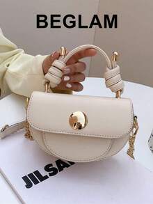 Túi đeo chéo mini có nắp, Túi thời trang công sở dành cho nữ, Hoàn hảo cho văn phòng, kinh doanh và làm việc - Màu be - Xem 1