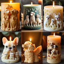 1pc Cute Puppy Shaped Silicone Candle Mold, Aromatherapy Candle Series - White - View 2
