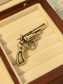 1pc Vintage Handgun Brooch, Decorative Lapel Pin For Men, Personalized Accessory For Jacket, Suit, Gunman Style - Multicolor - View 9