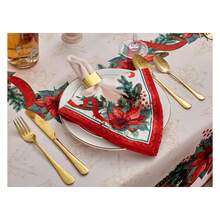 Poinsettia Christmas Napkins - 20x20 Inch Set Of 6 - Holiday Printed Fabric Napkins For Xmas Winter Decor - Reusable Washable Table Linens - Multicolor 50 - View 2